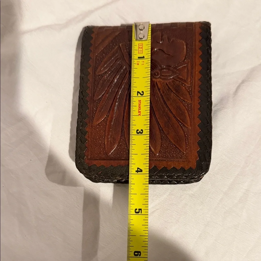 Brown Leather Wallet with Embossed Design